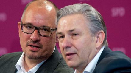 Der Berliner SPD-Landeschef Jan Stöß und der Regierende Bürgermeister Klaus Wowereit