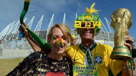 Ob Brasilianer und Deutsche beim heutigen Halbfinale auch so miteinander feiern können? 