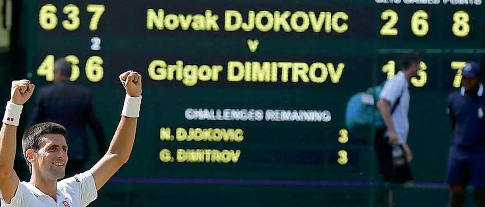 Geschafft! Novak Djokovic steht zum dritten Mal im Finale von Wimbledon.