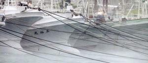 Schiffe werden befestigt, um dem Sturm standzuhalten.