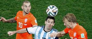 Lionel Messi war im Halbfinale gegen Holland weitgehend abgemeldet.
