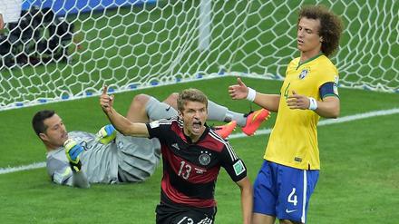 Thomas Müller erzielt gegen Brasilien sein fünftes Tor bei dieser WM. Mindestens ein weiteres braucht er noch.