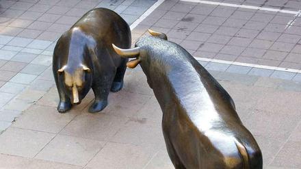 Bulle und Bär in Frankfurt.