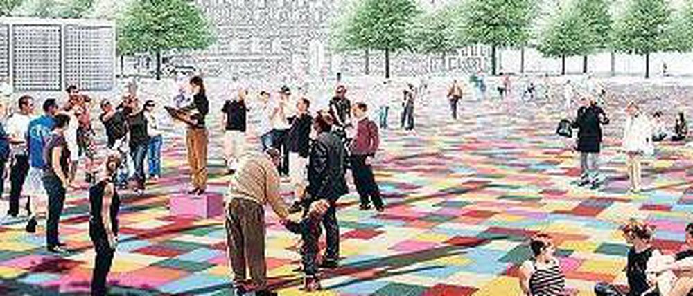 Spielwiese. Den Siegerentwurf der Künstler Marc Weis und Martin de Mattia und des Berliner Architekturbüros Annabau fanden viele in Leipzig zu abstrakt.