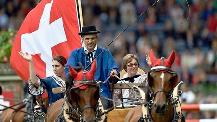 Die Schweiz wirbt um Touristen, selbst beim Reitturnier CHIO in Aachen.