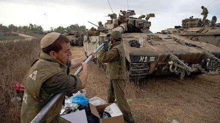 Israelische Soldaten nahe der Grenze zum Gazastreifen.