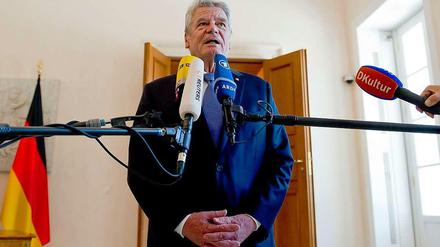 Bundespräsident Joachim Gauck bei einer Ansprache im Schloss Bellevue.