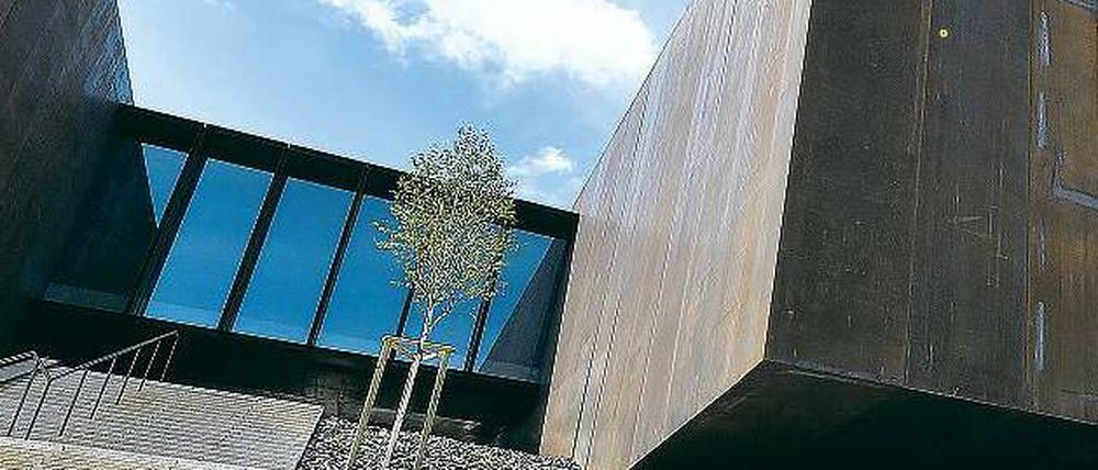 Der Congen-Stahl des Museumsgebäudes passt gut zu den monochromen, schwarzen Bildern des 94-jährigen Pierre Soulages.