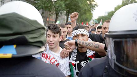 Aggressive Stimmung. Palästinenser und Sympathisanten demonstrierten am Sonnabend.