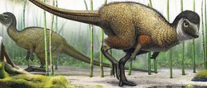 Gut isoliert. Die kompakten Dinos durchstreiften vor 150 Millionen Jahren das heutige Sibirien. Mit ihrem wärmenden Federkleid gleichen sie Vögeln, die nicht fliegen können.