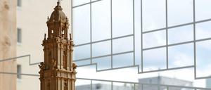 So könnte sie aussehen. Die Garnisonkirche mit dem knapp 90 Meter hohen Turm - hier ein Modell - war lange Zeit das höchste Gebäude Potsdams.
