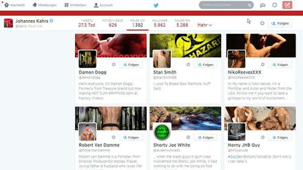 Wem folgen? Johannes Kahrs entschied sich auch für zahlreiche Accounts, auf denen pornographische Inhalte verbreitet werden