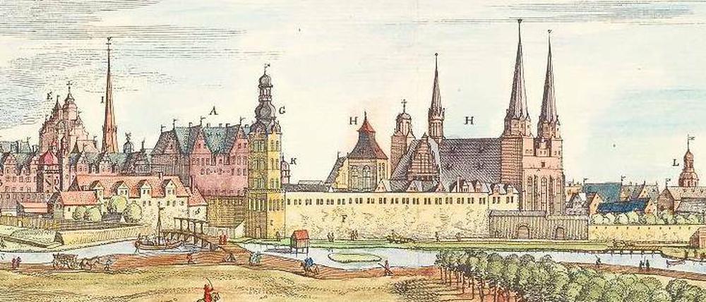 Durch den Sand in den Sumpf. Berlin war auch im späten Mittelalter auf dem Landweg nur mühsam zu erreichen. Zudem verbarrikadierte sich die Stadt, um den „Zuzug lästiger Elemente vom Land“ zu verhindern. Kupferstich von 1652