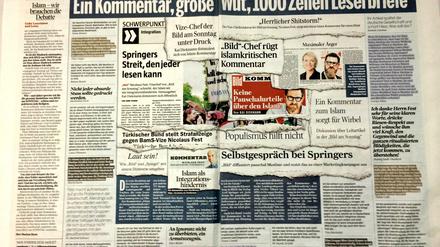 Die "Bild am Sonntag" hat die Seiten zwei bis fünf für die Debatte um den islamfeindlichen Kommentar von Nicolaus Fest freigeräumt.