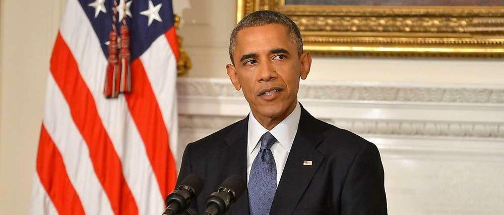 US-Präsident Barack Obama bei einer Ansprache im weißen Haus zum islamistischen Terror im Irak.