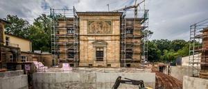 Bauarbeiten in und um Haus Wahnfried in Bayreuth.
