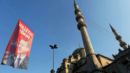 Wahlplakat von Erdogan in Istanbul.