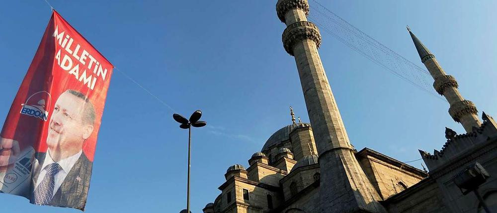 Wahlplakat von Erdogan in Istanbul.