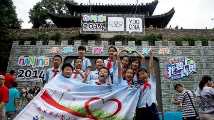 Die Vorfreude ist groß. Chinesische Schüler in Nanjing.