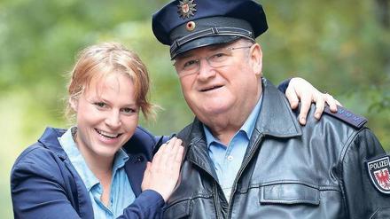 Märkische Marken. Olga Lenski und Horst Krause, hier 2013 beim Dreh in Groß Glienicke im Norden Potsdams. 