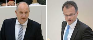Wahlkampfabend in Mühlberg: Dietmar Woidke (SPD) und Michael Schierack (CDU) bringen am Dienstag etwas Schwung in den bisher lauen Brandenburger Wahlkampf.