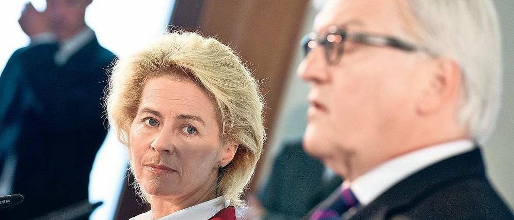 Meinungsaustausch. Die Verteidigungsministerin und der Außenminister haben sich beim Thema Irak schrittweise angenähert.