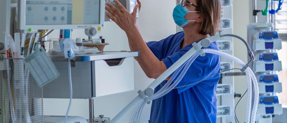 Beatmungsplatz für einen Covid-19-Patienten.