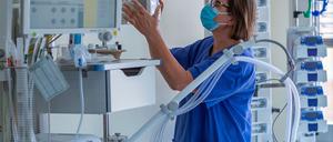 Beatmungsplatz für einen Covid-19-Patienten.