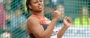 Wurf auf Platz drei: Shanice Craft.