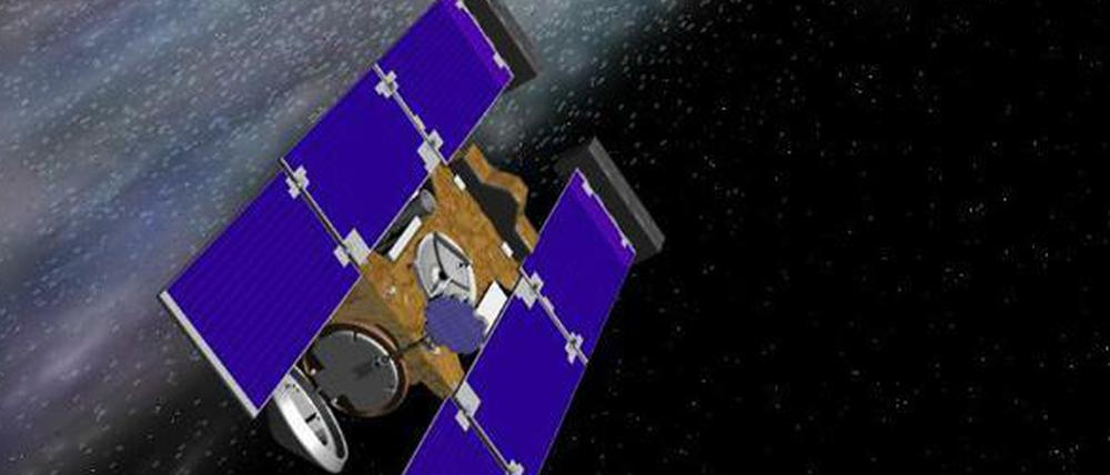 Staubfänger. Die Sonde "Stardust" auf dem Weg durchs All. Dass die Animation etwas altertümlich aussieht, hat seinen Grund: Die Sonde wurde bereits 1999 gestartet.