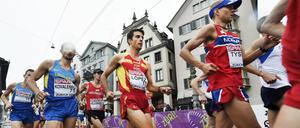 Noch beim Wettbewerb über 20 Kilometer lief für die Geher alles normal bei der Leichtathletik-EM in Zürich...