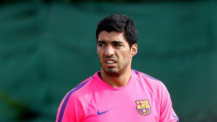 Erstmals im Trainings-Dress des FC Barcelona: Neuzugang Luis Suarez.