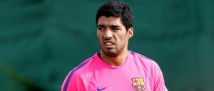 Erstmals im Trainings-Dress des FC Barcelona: Neuzugang Luis Suarez.
