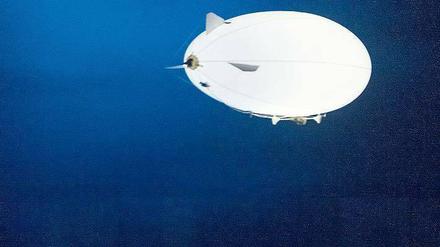 Der Mond ist aufgegangen. Ein Zeppelin in Louis Andriessens Musiktheater „De Materie“, inszeniert von Heiner Goebbels. 