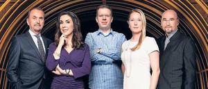 Sie wollen mehr. Vural Öger, Judith Williams, Frank Thelen, Lencke Wischhusen und Jochen Schweizer (von links) finanzieren mit ihrem Geld junge Start-up-Unternehmen.