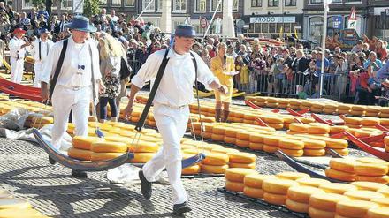 Alles Käse? Von wegen. Der Markt im niederländischen Alkmaar ist für die Touristen ein köstliches Vergnügen. 