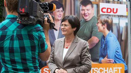 Christine Lieberknecht (CDU), Ministerpräsidentin von Thüringen, im Wahlkampf