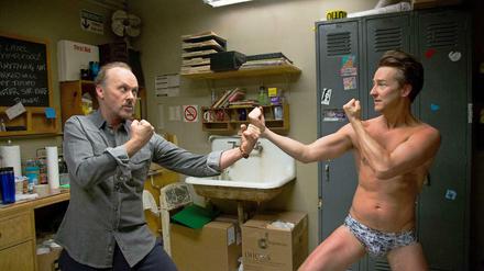 Michael Keaton (l.) und Edward Norton als abgehalfterte Superhelden-Darsteller.