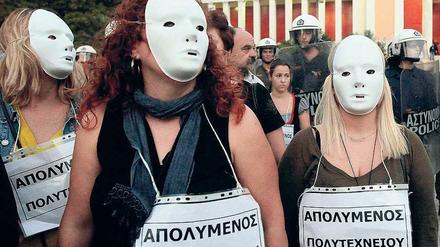 Unter Protest. Gegen Sparpläne demonstrieren griechische Uni-Mitarbeiter oft.