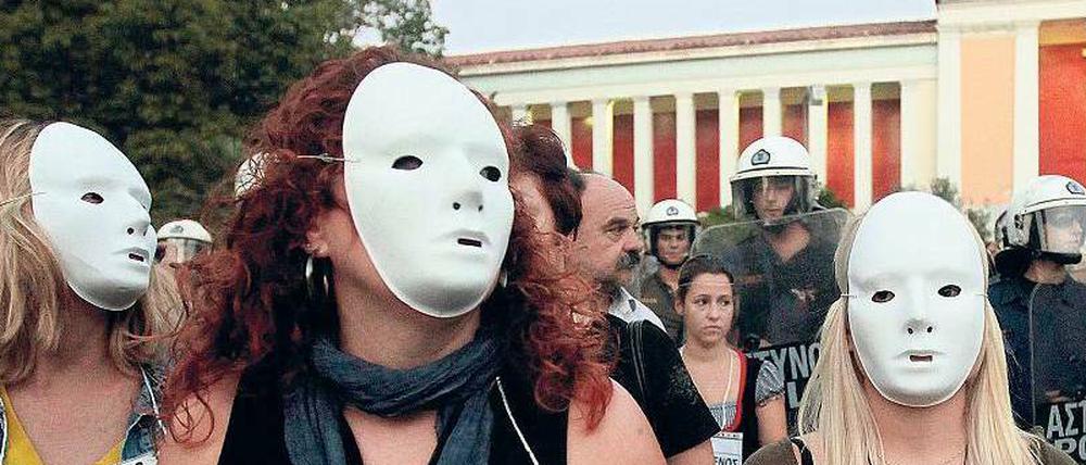 Unter Protest. Gegen Sparpläne demonstrieren griechische Uni-Mitarbeiter oft.
