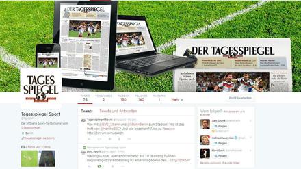 Die Startseite des neuen Twitterkanals der Tagesspiegel-Sportredaktion.