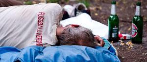Obdachloser am Bahnhof Zoo in Berlin