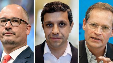 Eins, zwei oder drei? Jan Stöß, Raed Saleh und Michael Müller (von links nach rechts) treten um Wowereits Nachfolge an. 