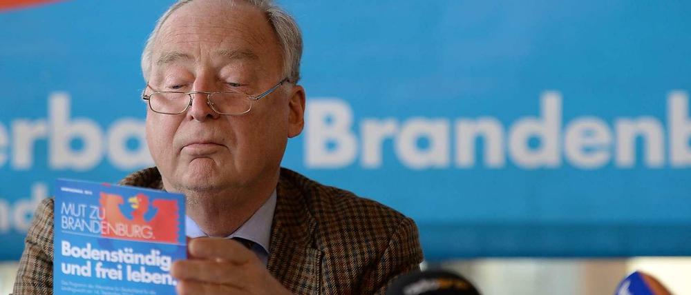Im Aufwind. Der Brandenburger AfD-Spitzenkandidat Alexander Gauland bei der Pressekonferenz am Montag. 