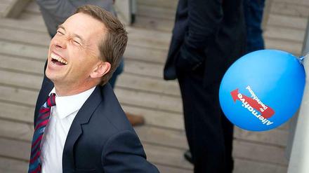 Bernd Lucke, Chef der Alternative für Deutschland, AfD,  bei der Landtagswahl 2014 in Sachsen.