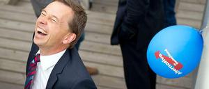 Bernd Lucke, Chef der Alternative für Deutschland, AfD,  bei der Landtagswahl 2014 in Sachsen.