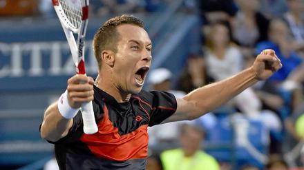 Freude pur. Philipp Kohlschreiber hat sich mal wieder gegen John Isner durchgesetzt.