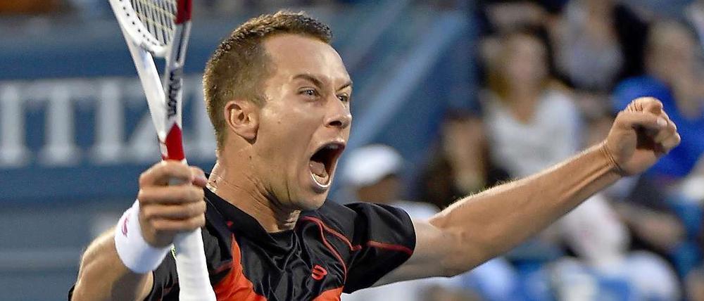 Freude pur. Philipp Kohlschreiber hat sich mal wieder gegen John Isner durchgesetzt.