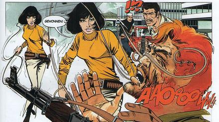 Die Peitsche als Panel: Eine Bildfolge aus "Bruno Brazil".