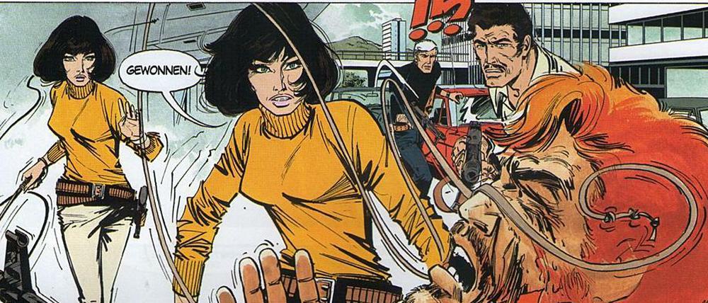 Die Peitsche als Panel: Eine Bildfolge aus "Bruno Brazil".